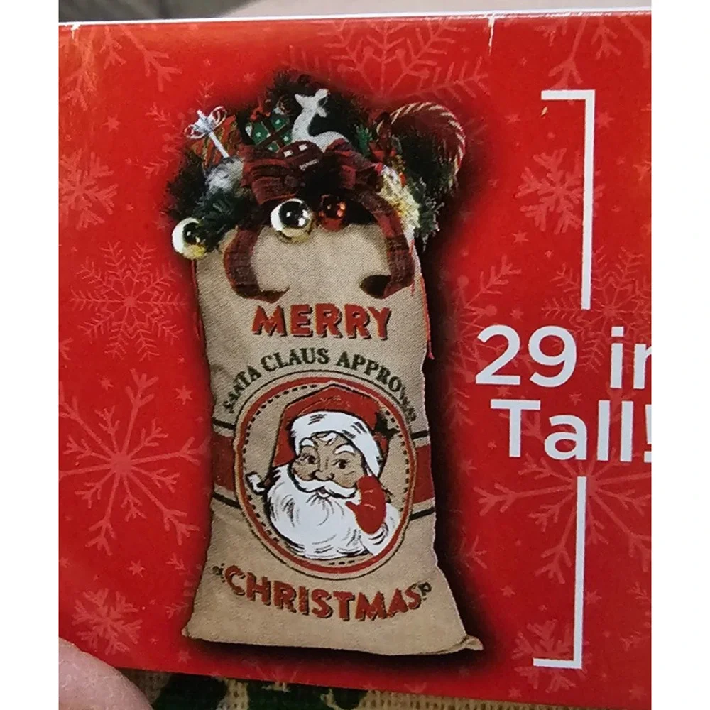 Holiday Style Santa Approved Gift Burlap Drawstring Bag New 18